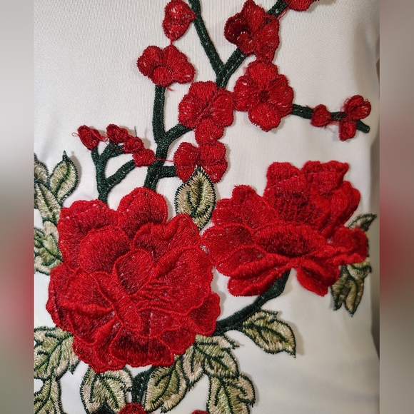 Fashion Nova TAG Sheath Dress, White Rose Spaghetti Strap, Drop Back, XS - Picture 7 of 10